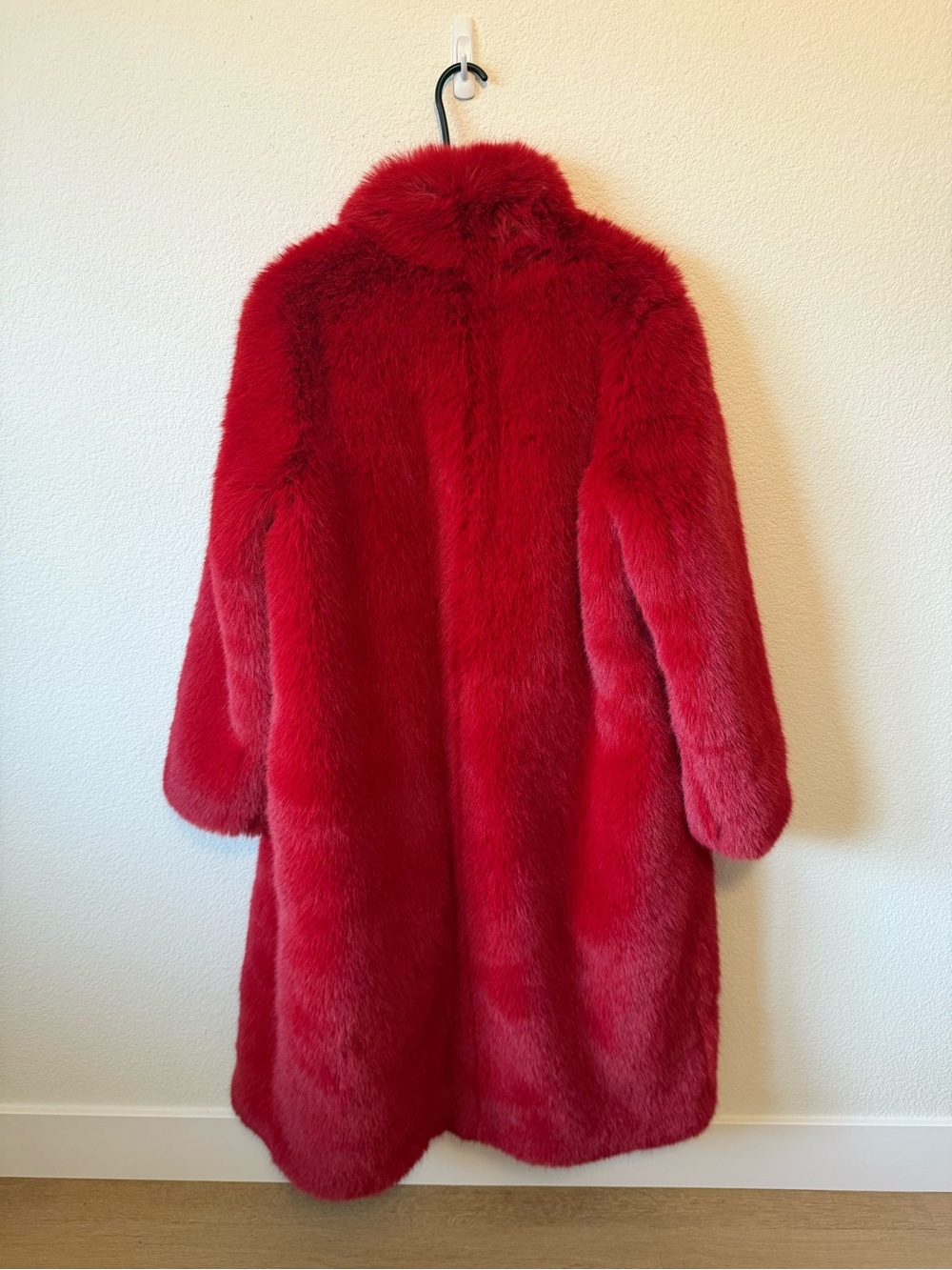 Banana Republic Red Faux Fur Long Coat